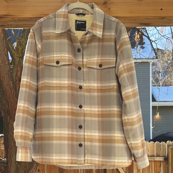 Marmot Ridgefield Sherpa Plaid Flannel Shacket Jacket Shirt medium - Picture 3 of 15